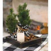 Small Pine Tree with White/Black Plaid Base  (3 Count Assortment)