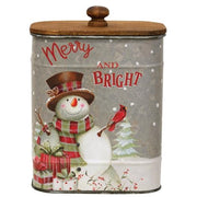 Metal Snowman Canister with Lid  (3 Count Assortment)